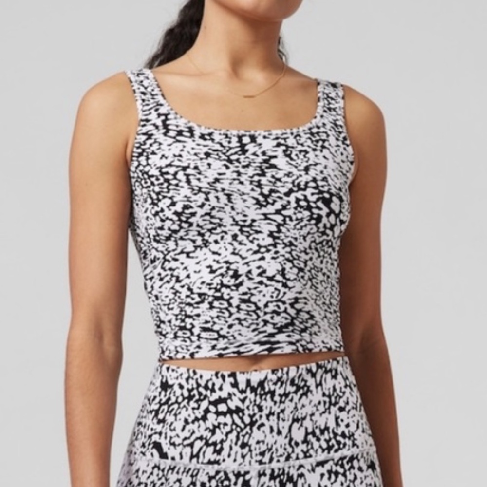 Women's Black & White Print Tank Crop Top